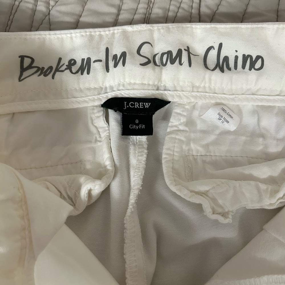 J. Crew Broken-In Scout Chino ankle length white jeans.